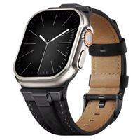 Correa de cuero Suitisbest Legend, para Apple Watch Ultra, hebilla espiga, negro