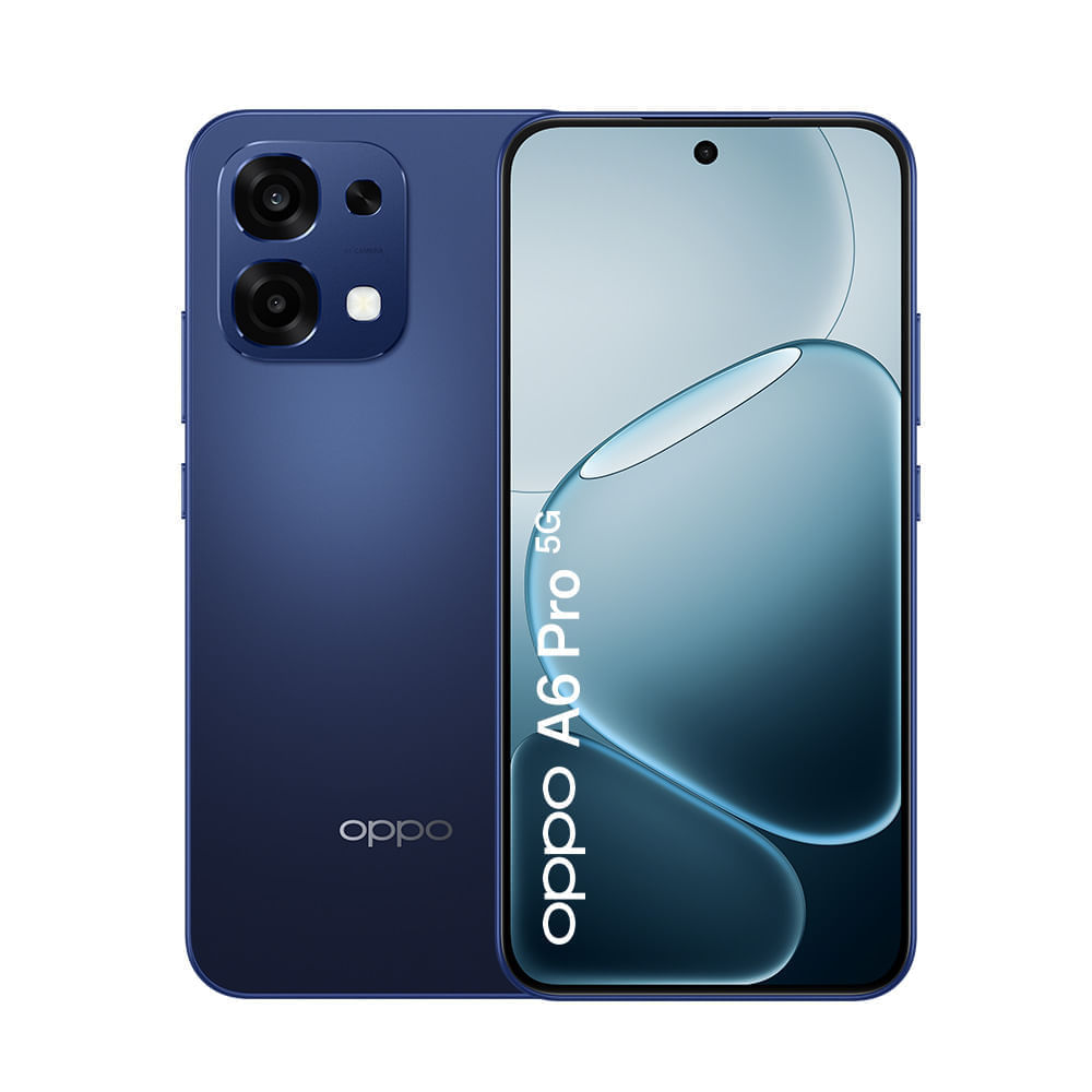 Celular OPPO A6 Pro 5G 256GB, 8+8GB RAM, cámara trasera 50MP y frontal 16MP, 6.57", azul estelar