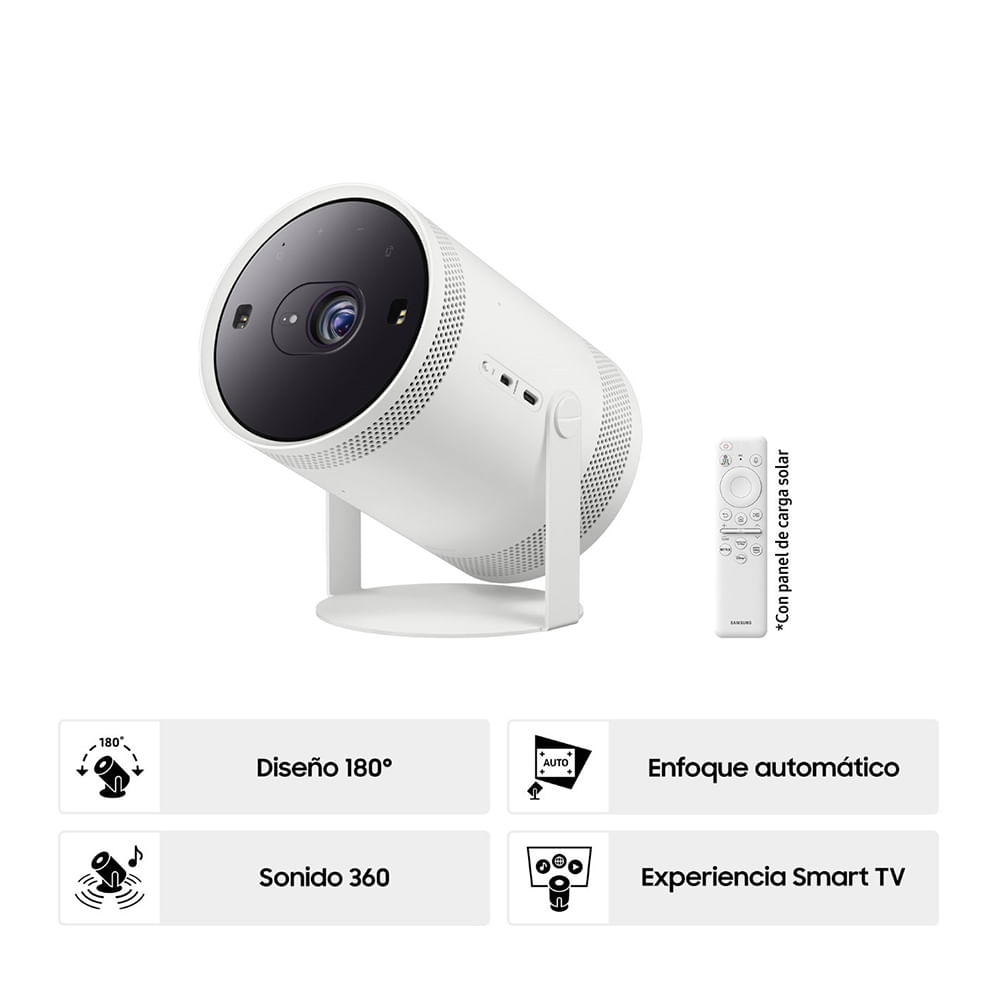 Imagen 2 del producto Proyector portátil Samsung The Freestyle 2da Gen, sistema Tizen integrado, FHD 100p, Wi-Fi, micro HDMI, blanco + batería