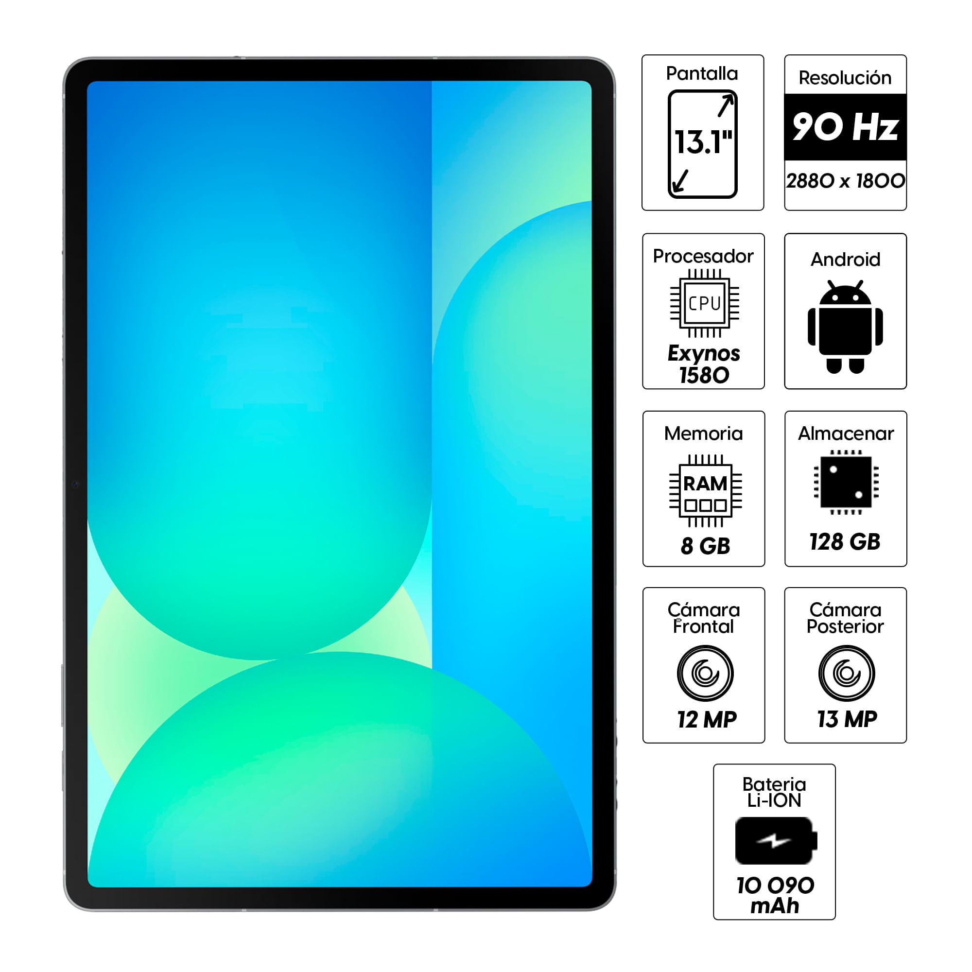 Imagen 2 del producto Tablet Samsung Galaxy Tab S10 FE Plus 13.1"" 128GB, 8GB RAM, cámara principal 13MP y frontal 12MP, 10090 mAh, Exynos 1580, gris