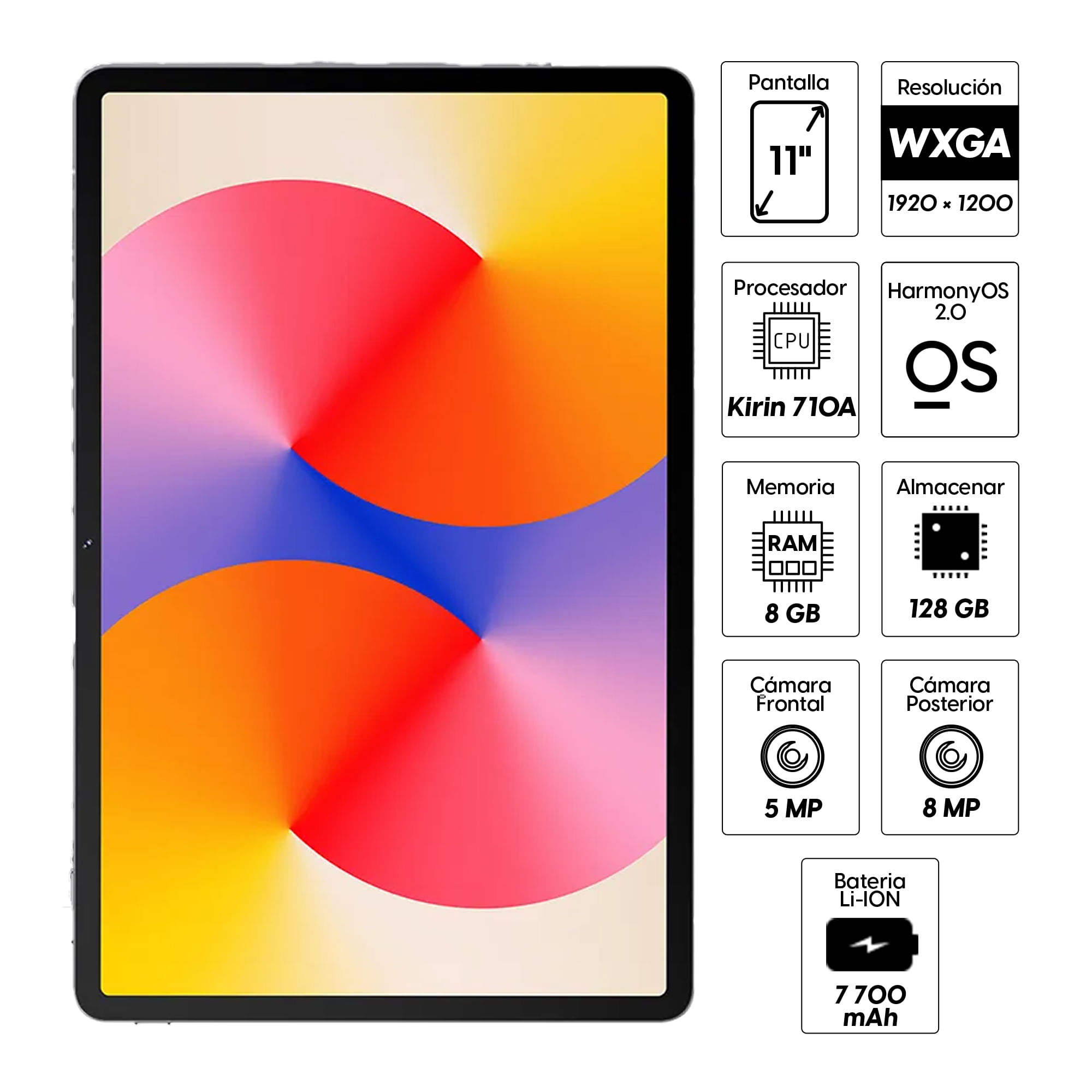 Imagen 2 del producto Tablet Huawei MatePad SE 11"" 128 GB, 8GB RAM, cámara principal 8MP y frontal 5MP, 7,700 mAh, Kirin 710A, gris