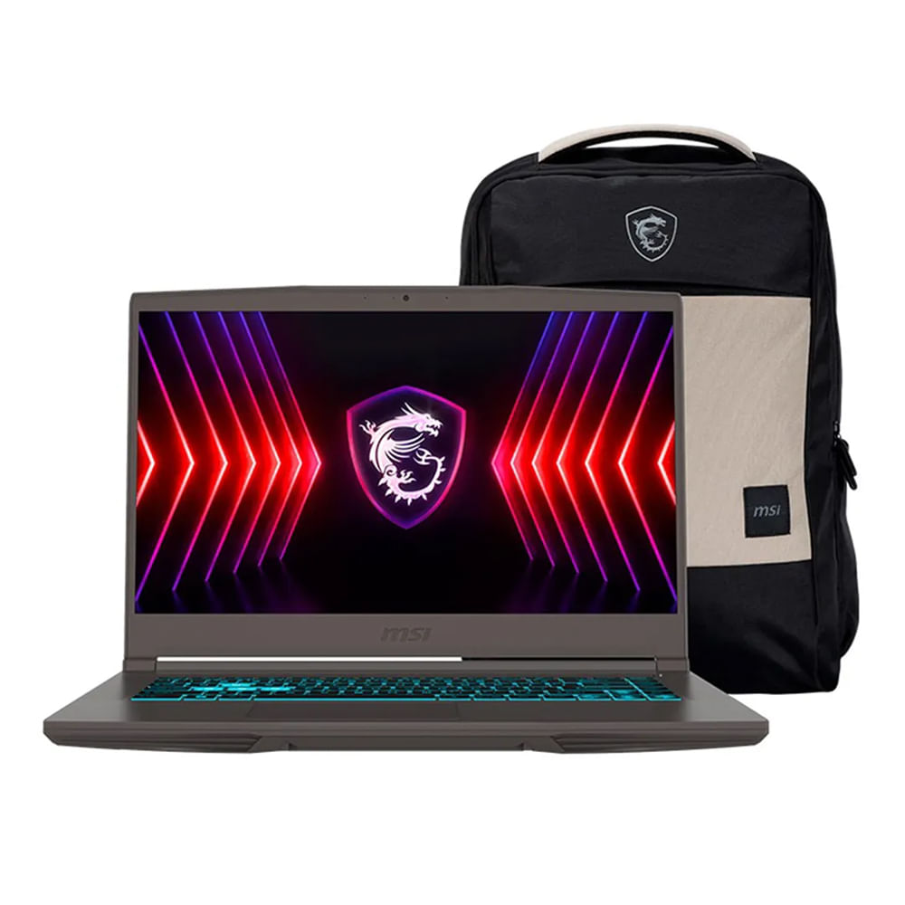 Laptop Msi Thin15 B13ve 15.6”, Intel Core i7, 512GB, 16B RAM, GeForce RTX™ 4050 6GB, Win11 home, cosmos gray, teclado español + Mochila
