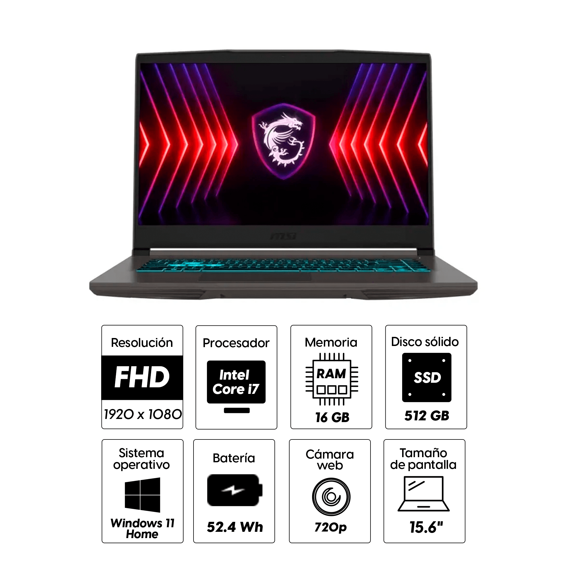 Imagen 2 del producto Laptop Msi Thin15 B13ve 15.6” Intel Core i7, 512GB, 16B RAM, GeForce RTX™ 4050 6GB, Win11 home, cosmos gray + Mochila