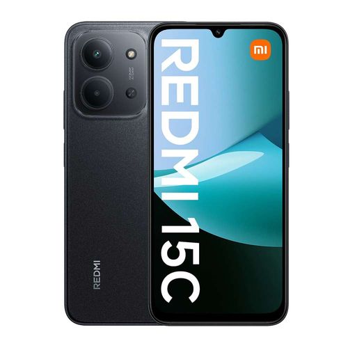 Celular Xiaomi Redmi 15C 256GB, 4GB RAM, cámara trasera 50MP + frontal 8MP, 6.9", batería de larga duración, negro