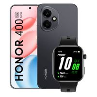 Celular Honor 400 5G 512GB, 12GB RAM, cámara trasera 200MP y frontal 50MP, 6.55"", negro + Cargador/Case de regalo + SmartWatch 2i