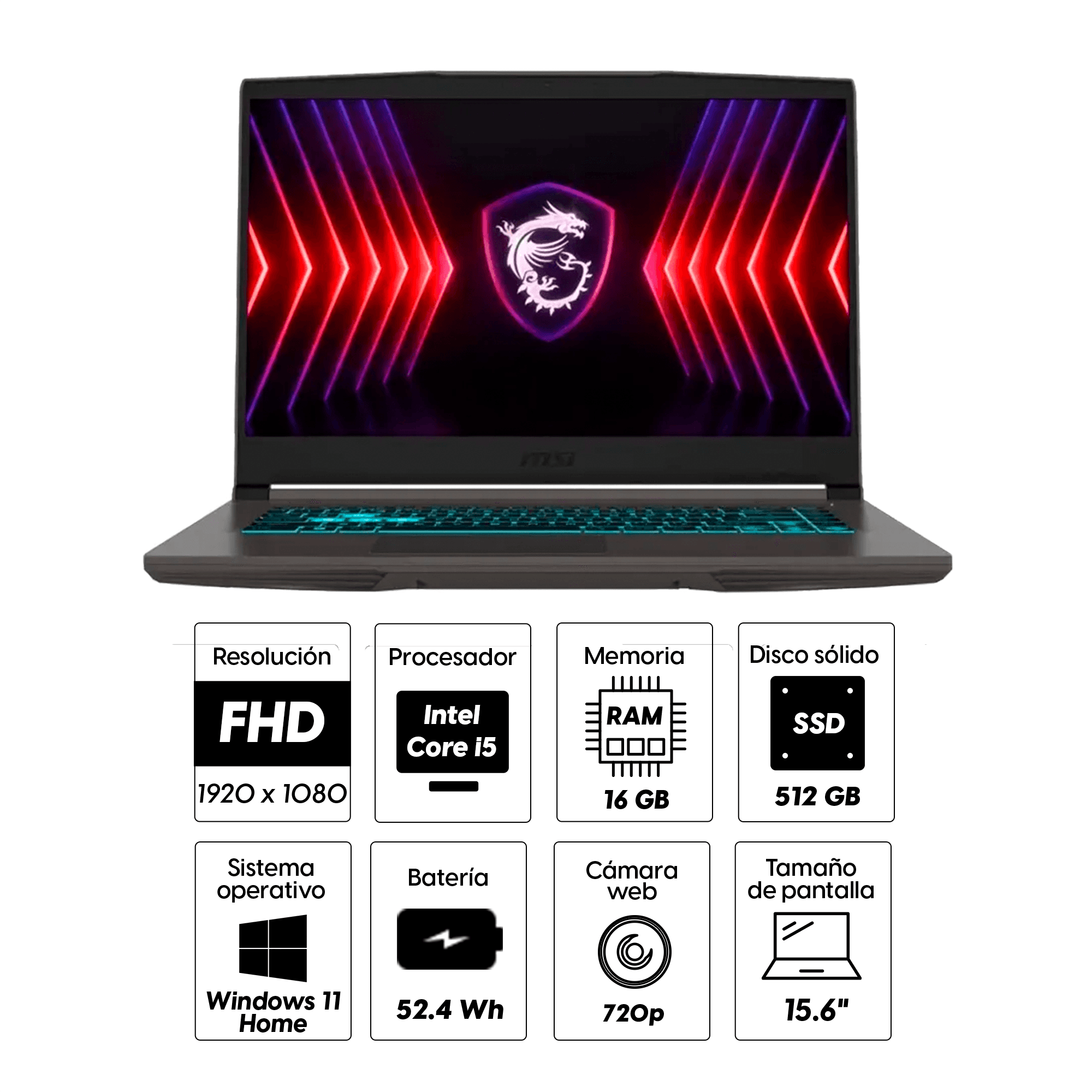 Imagen 2 del producto Laptop gamer Msi Thin B13UC 15.6"" Intel Core i5-13420H, 512GB SSD, 16GB RAM, GeForce RTX 3050 4GB, Win 11, cosmos gray
