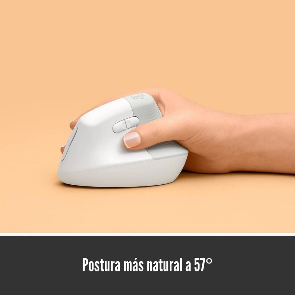 Imagen 2 del producto Mouse Logitech Lift, vertical, ergonómico, inalámbrico, blanco