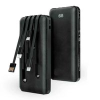 Batería externa Bytebox 10000mAh, multisalida USB Tipo C, Lightning y Micro USB con linterna dual, carga rápida, negro