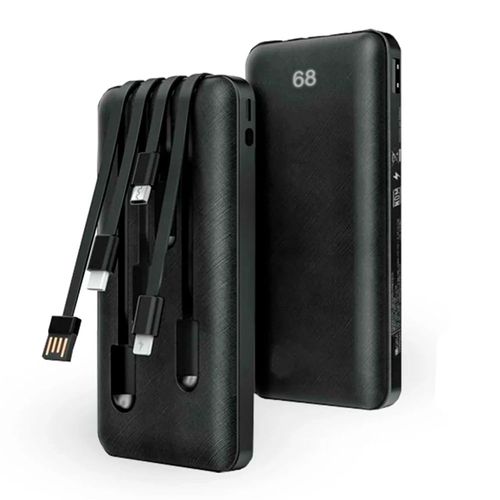 Batería externa Bytebox 10000mAh, multisalida USB Tipo C, Lightning y Micro USB con linterna dual, carga rápida, negro