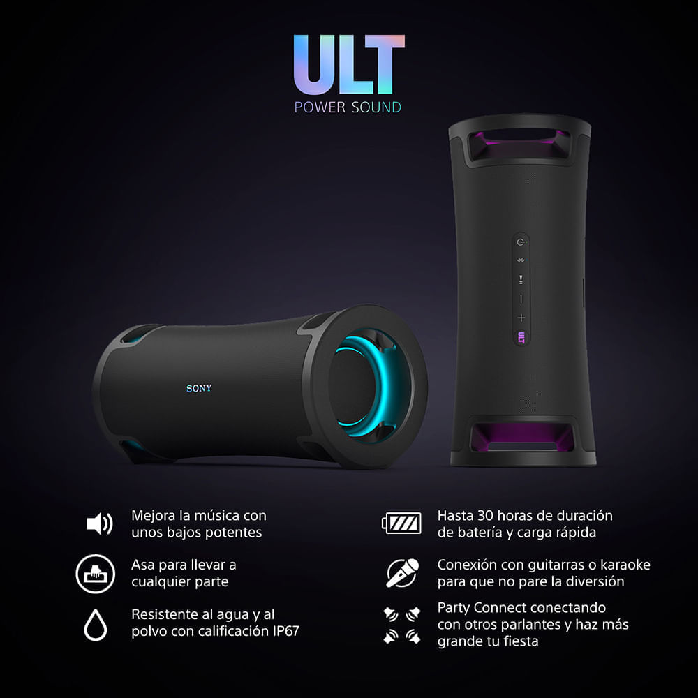 Imagen 2 del producto Parlante portátil Sony ULT FIELD 7 inalámbrico, resistente al agua y polvo, batería 30 horas, negro