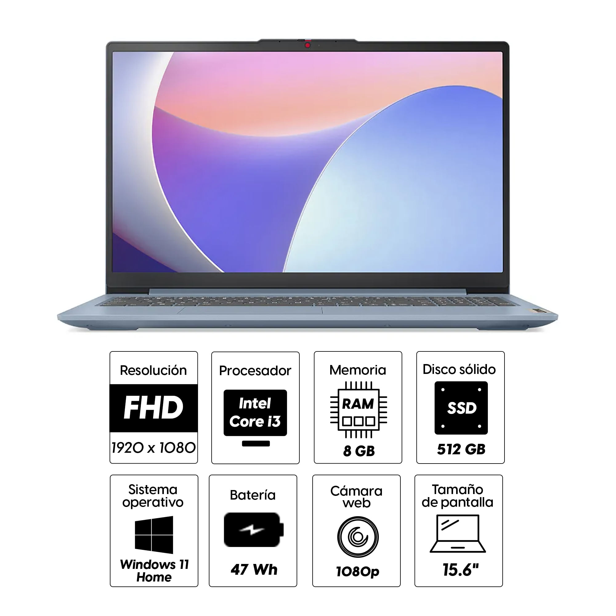 Imagen 2 del producto Laptop Lenovo IdeaPad 15.6” Intel Core i3-N305, 512GB SSD, 8GB RAM, Win11 Home, gris