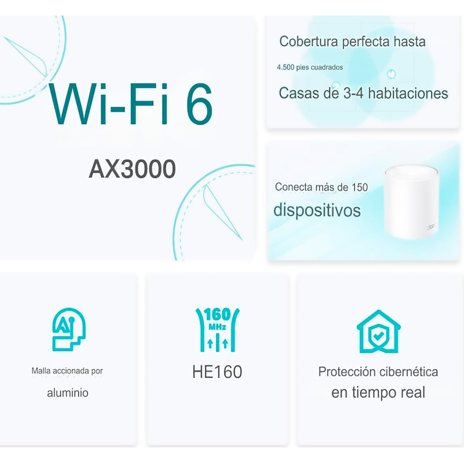 Imagen 2 del producto Sistema Wifi Mesh TP-Link Deco X50 Pack 3 Wi-Fi 6 AX3000, con HomeShield, Alexa y puertos Gigabit