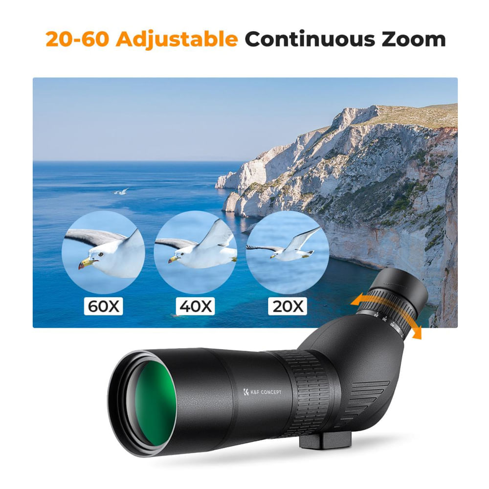 Imagen 2 del producto Telescopio terrestre 20-60x, prisma BAK4, lente multicapa, ocular 45°, resistente al agua