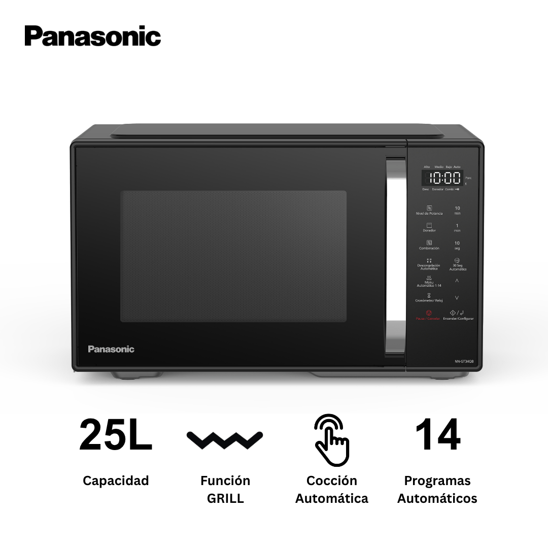 Imagen 2 del producto Microondas Panasonic 25 litros NN-GT34QBRPK con función grill, tecnología Inverter, negro