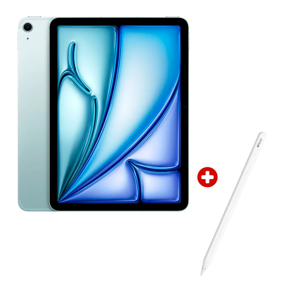 iPad Air 11" 128GB, 8GB RAM, cámara principal 12MP y frontal 12MP, 28.9 Wh, Chip M3, azul + Pencil Pro
