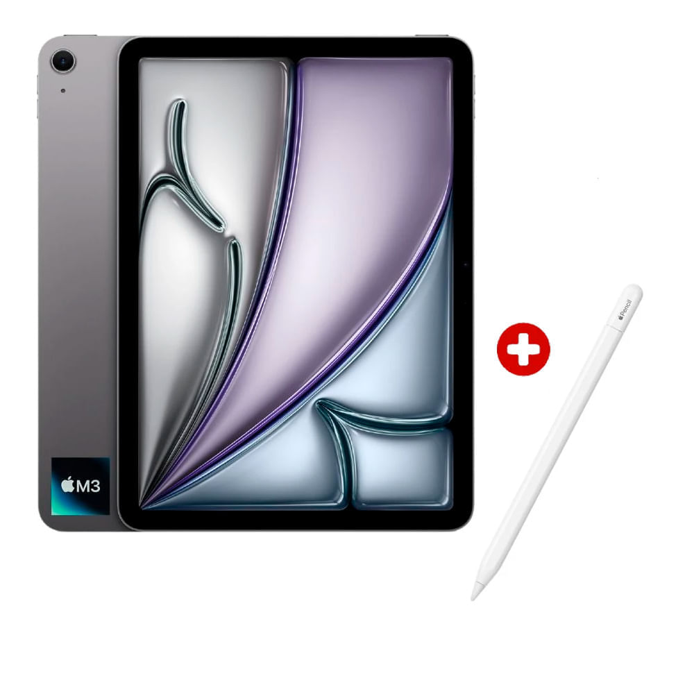 iPad Air 11" 128GB, 8GB RAM, cámara principal 12MP y frontal 12MP, 28.9 Wh, Chip M3, space gray + Apple Pencil USB Tipo-C