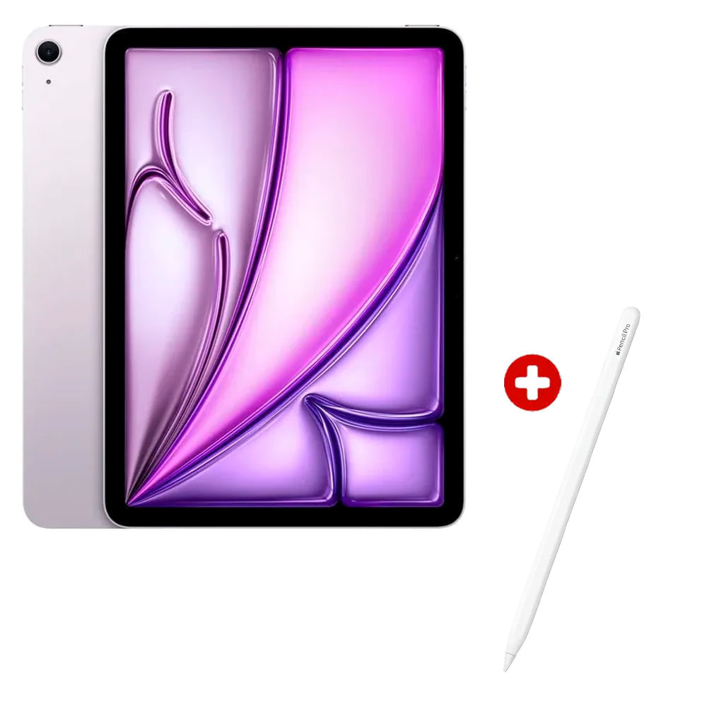 iPad Air 11" 128GB, 8GB RAM, cámara principal 12MP y frontal 12MP, 28.9 Wh, Chip M3, morado + Pencil Pro