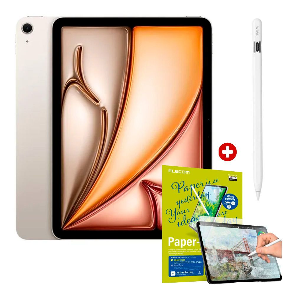 iPad Air 11" 128GB, 8GB RAM, cámara principal 12MP y frontal 12MP, 28.9 Wh, starlight + Pencil genérico