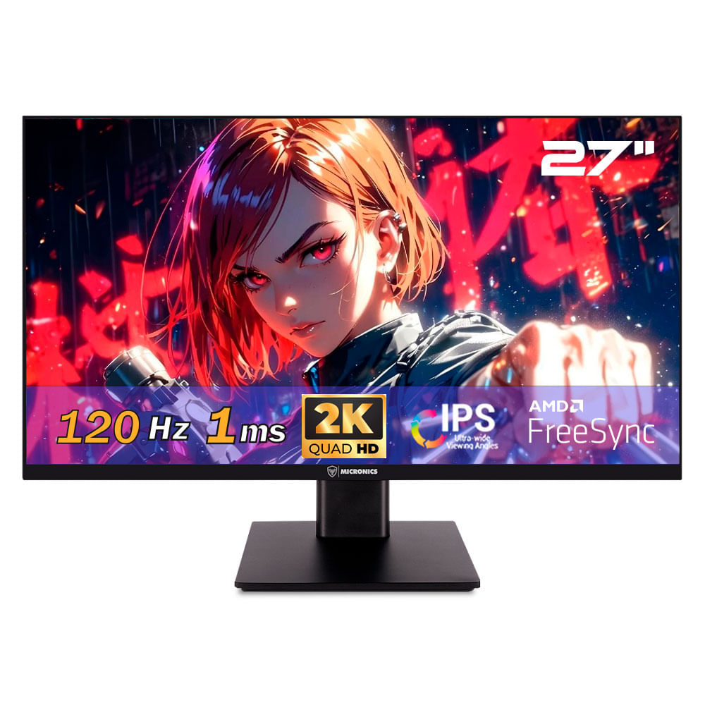 Monitor gamer Micronics GM27FQ pantalla 27" IPS QHD 2560x1440, 120Hz, 1ms, FreeSync