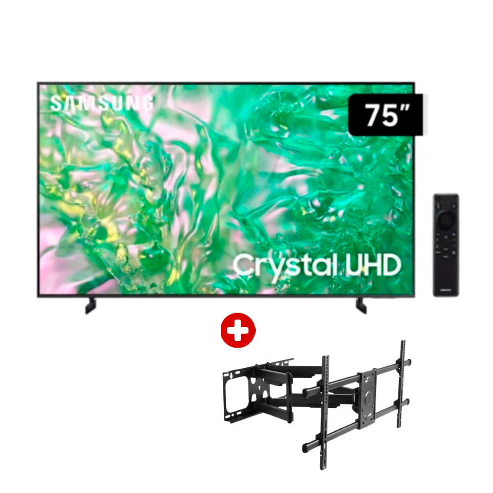 Combo: Smart TV Samsung 4K 75" Crystal, Ultra HD, sistema Tizen integrado, 75DU8000G + Rack