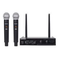 Reacondicionado: Micrófono inalámbrico Decibel FS-2023D frecuencia UHF, receptor base, pantalla LED, X2 mic