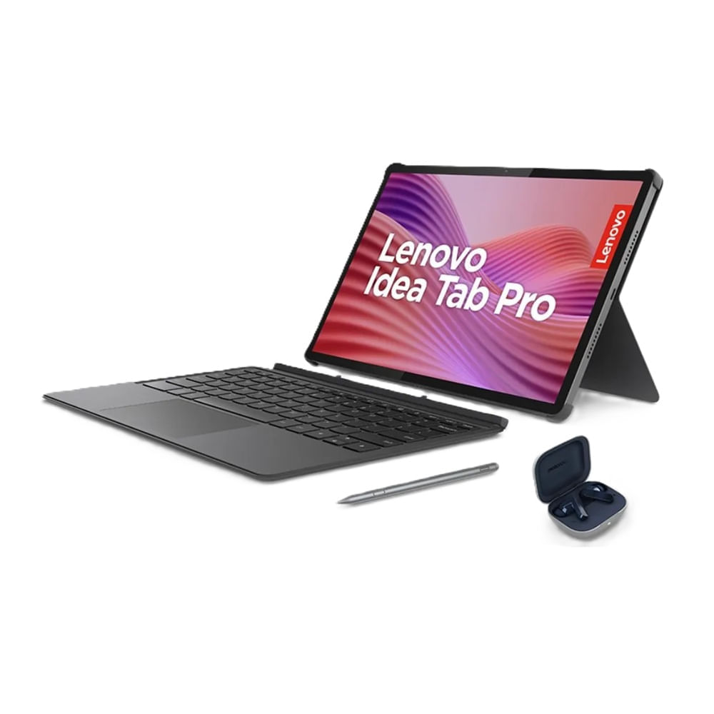 Imagen 1 del producto Tablet Lenovo Idea Tab Pro 12.4"" 256GB, 8GB RAM , cámara principal 13MP y frontal 8MP, 10200 mAh, gris + Teclado + Lápiz + Audífonos