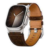 Correa de cuero Suitisbest Classic para Apple Watch Ultra y Series 10/11 46mm, hebilla acero, marrón oscuro