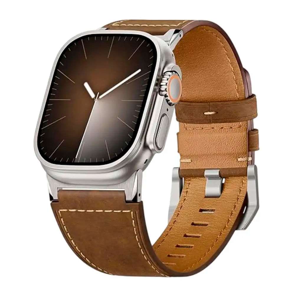 Correa Suitisbest Classic para Apple Watch Ultra y Series 10/11, ajuste con hebilla, marrón claro