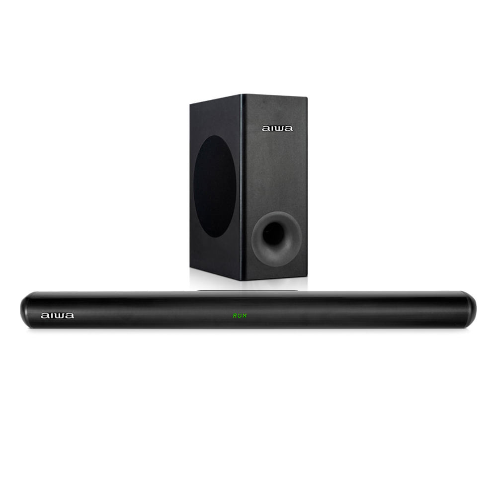 Barra de sonido Aiwa bluetooth con subwoofer 120W, 2.1 canales, pantalla led, negro