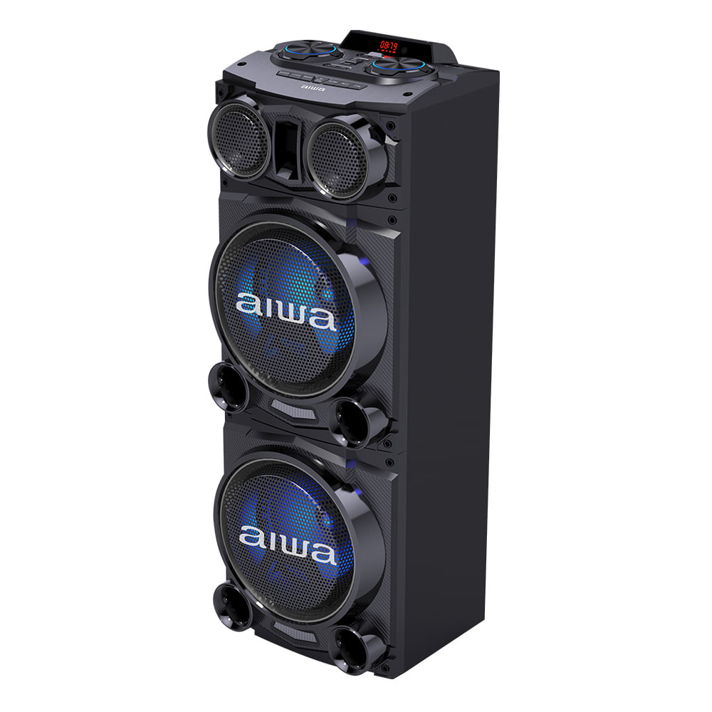 Imagen 2 del producto Parlante de torre bluetooth Aiwa AW-POC10 2500W, radio FM, con karaoke, con iluminación, con control remoto, negro