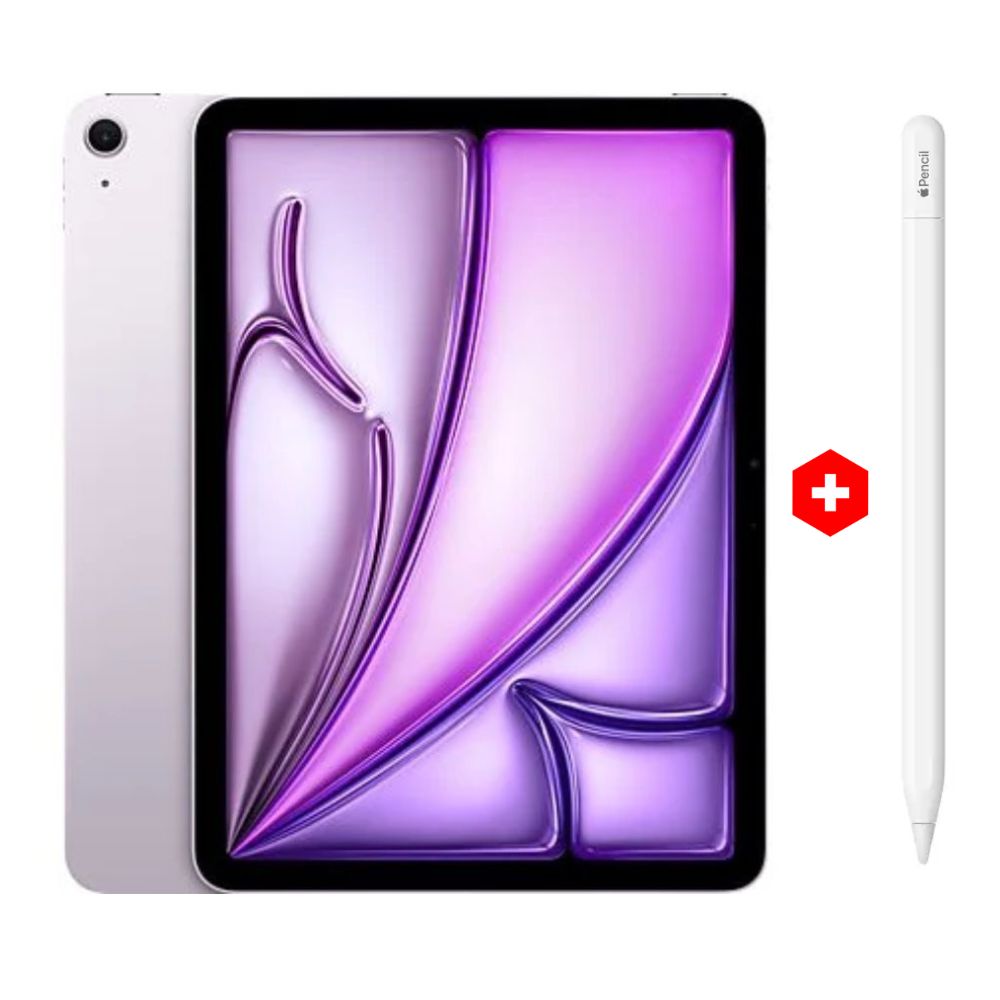 iPad Air 11", 128GB, 8GB RAM, cámara principal 12MP y frontal 12MP, 7600 mAh, Chip M2, morado + Apple Pencil USB Tipo-C