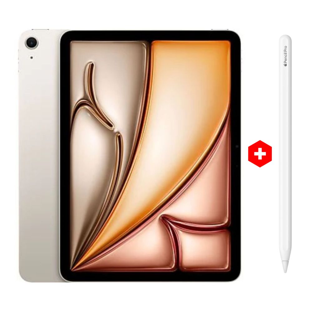 iPad Air 11" 128GB, 8GB RAM, cámara principal 12MP y frontal 12MP, 28.6Wh, Chip M2, starlight + Apple Pencil Pro