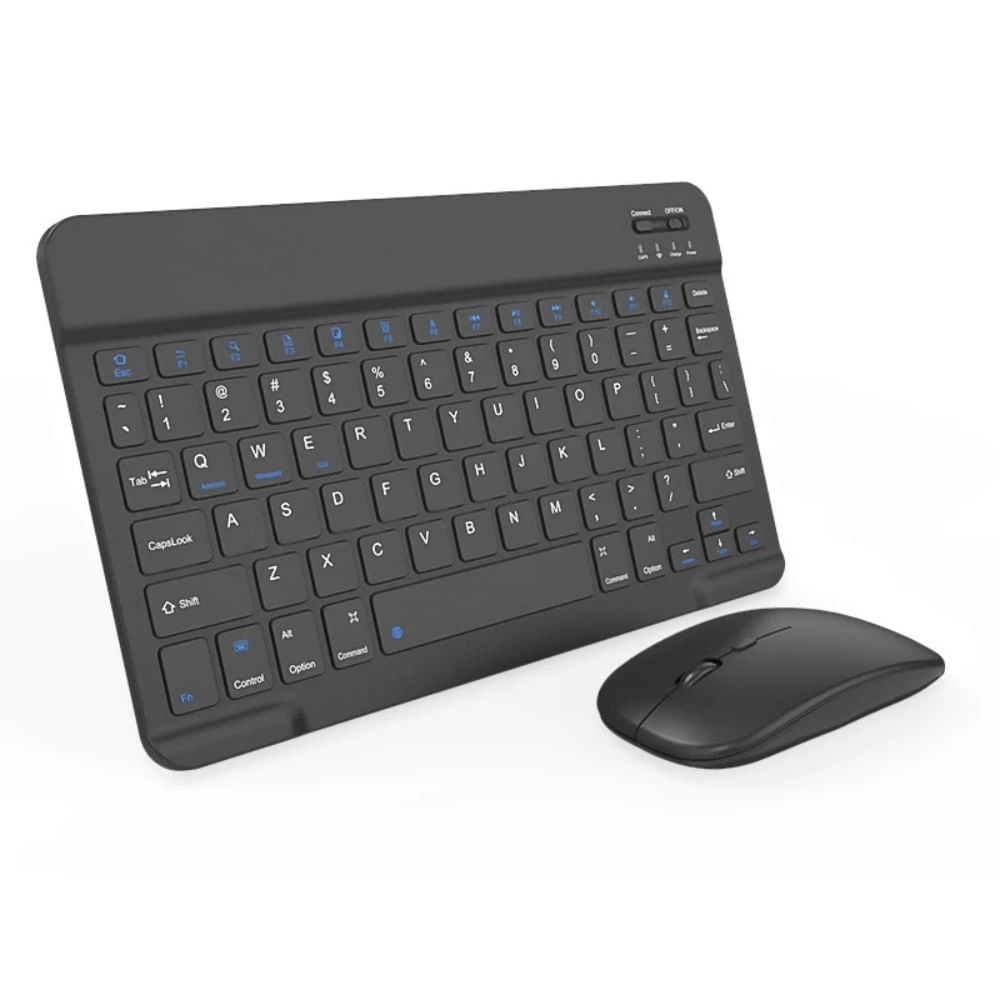 Kit inalámbrico teclado y mouse, bluetooth, recargable, ultraliviano, silencioso, negro