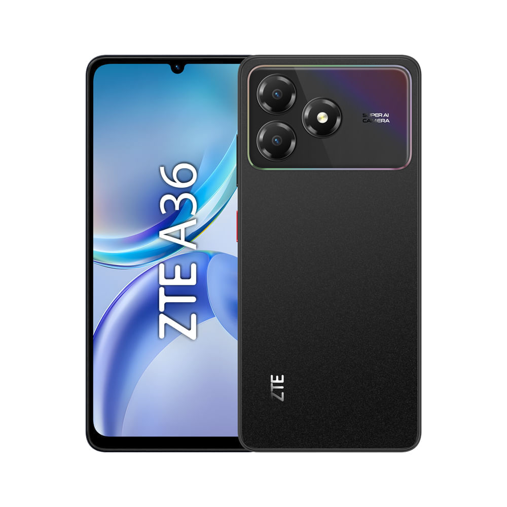 Imagen 1 del producto Celular ZTE A36 4G, 128GB, 4GB RAM, cámara trasera 8MP y frontal 5MP, 6.75"", negro