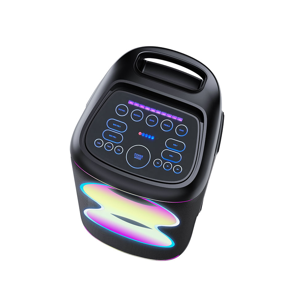 Imagen 2 del producto Parlante torre Bluetooth Decibel Partylights 2 80W, woofer, iluminación led, radio FM, hasta 2.5 horas de reproducción, negro