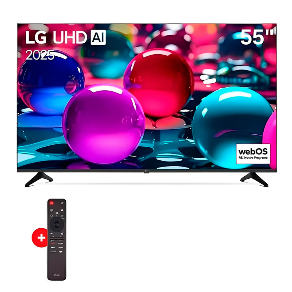Smart TV LG 55" 4K UHD ThinQ AI sistema WebOS integrado, 55UA7300PSB + magic control