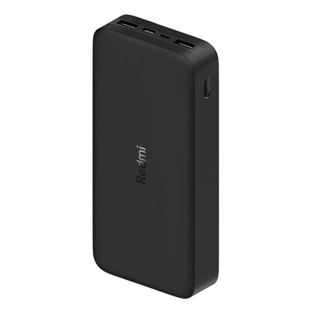Batería externa Xiaomi Redmi 20000 mAh, 1 puerto tipo c, 1 puerto micro usb,  2 puertos usb, 18W, carga rápida, negro
