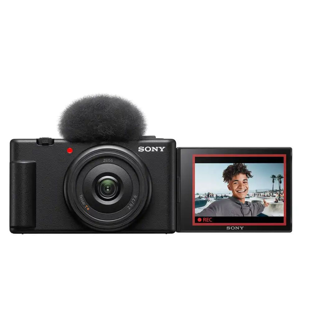 Cámara Sony ZV-1F para vlogs, lente 20 mm, micrófono integrado, video 4K, compacta