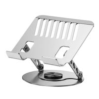Soporte metálico para laptop y tablet hasta 17"", giratorio 360°, graduable, aleación de zinc, gris