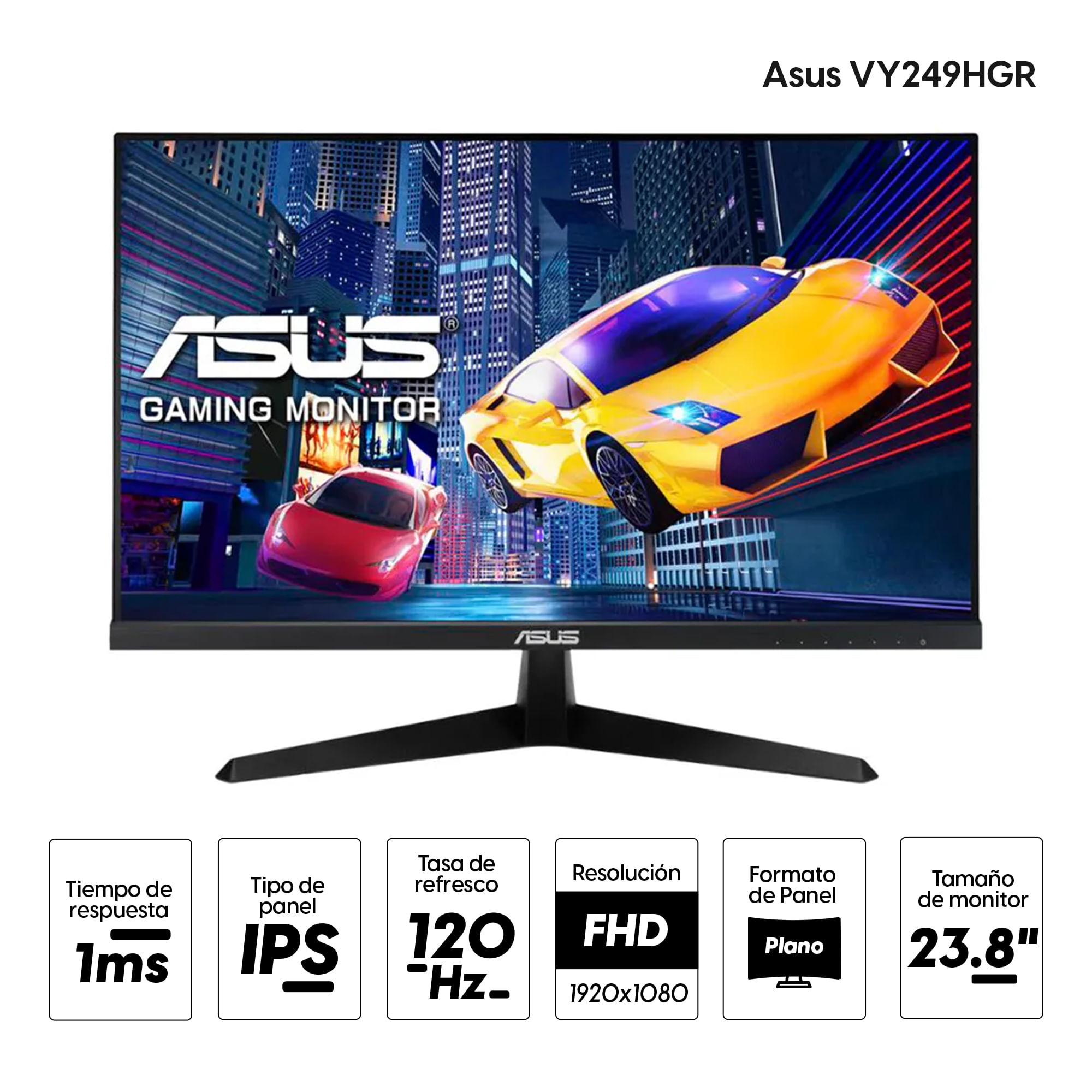 Imagen 2 del producto Monitor plano Asus VY249HGR 23.8"" FHD, Panel IPS, HDMI, VGA, 120 HZ, 1ms