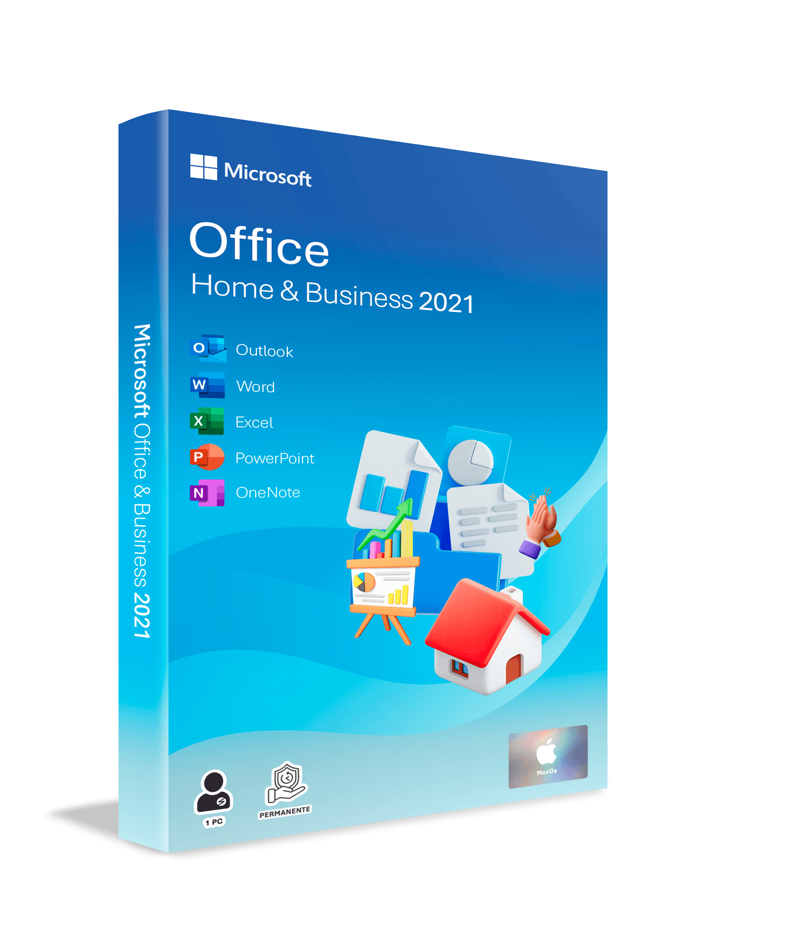 Licencia digital Microsoft Office 2021 Home and Business, 1 dispositivo, compatible con macOS, duración permanente