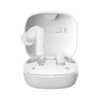 Audífonos bluetooth True Wireless Baseus Bowie E20 resistencia al agua IPX5, con micrófono, duración máx. 33 horas con estuche de carga, blanco