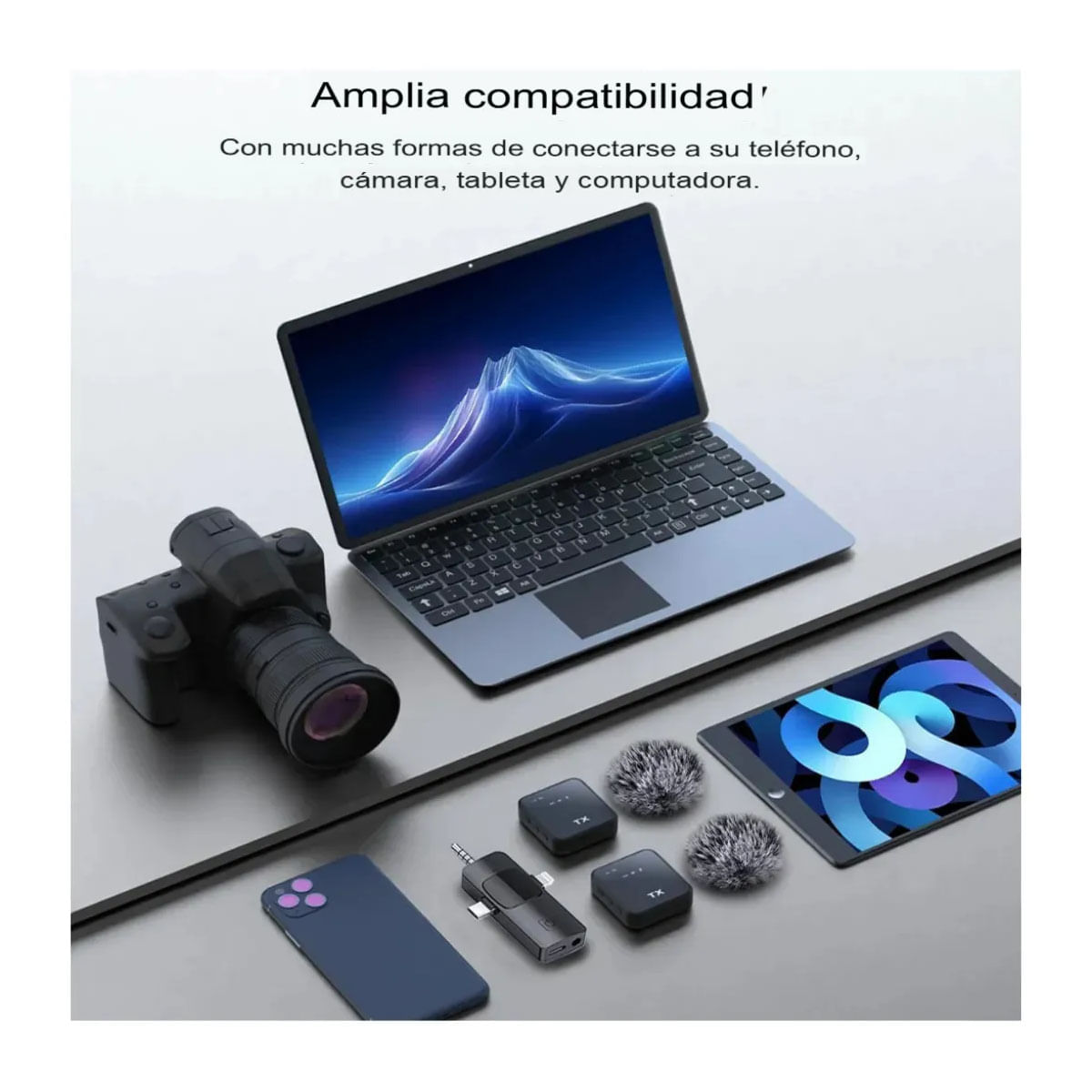Imagen 2 del producto Micrófonos solaperos inalámbricos, dual, 3 en 1, F11-2, USB-C, Lightning, 3.5 mm, recargables, negro