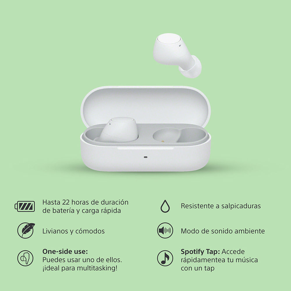 Imagen 2 del producto Audífonos Bluetooth True Wireless Sony WF-C510, batería hasta 22 horas, blanco