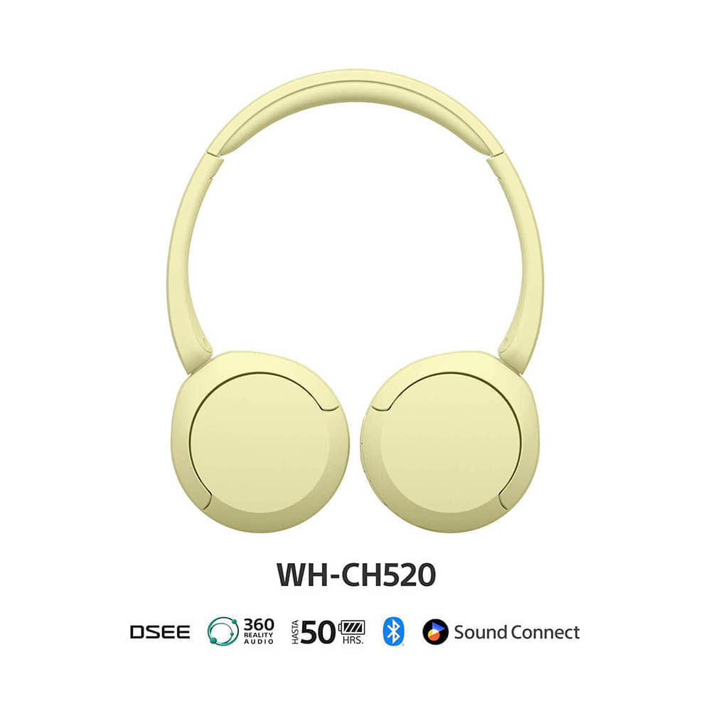 Imagen 2 del producto Audífonos on ear Sony WH-CH520, inalámbrico, bluetooth, batería hasta 50 horas, amarillo