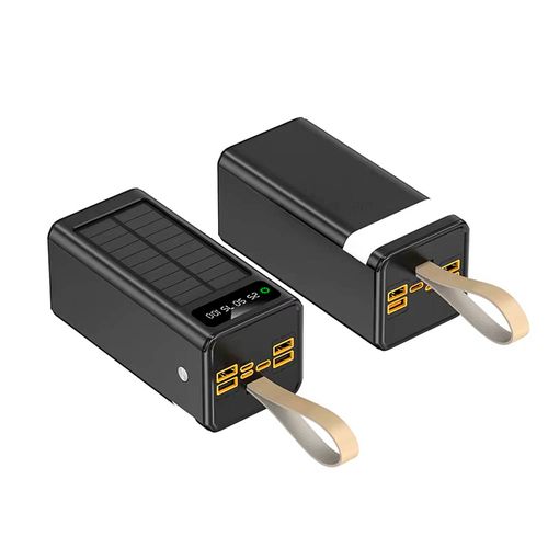 Cargador portátil Demgel DE-2024, 55000 mAh, solar, carga rápida, PD 25W, negro