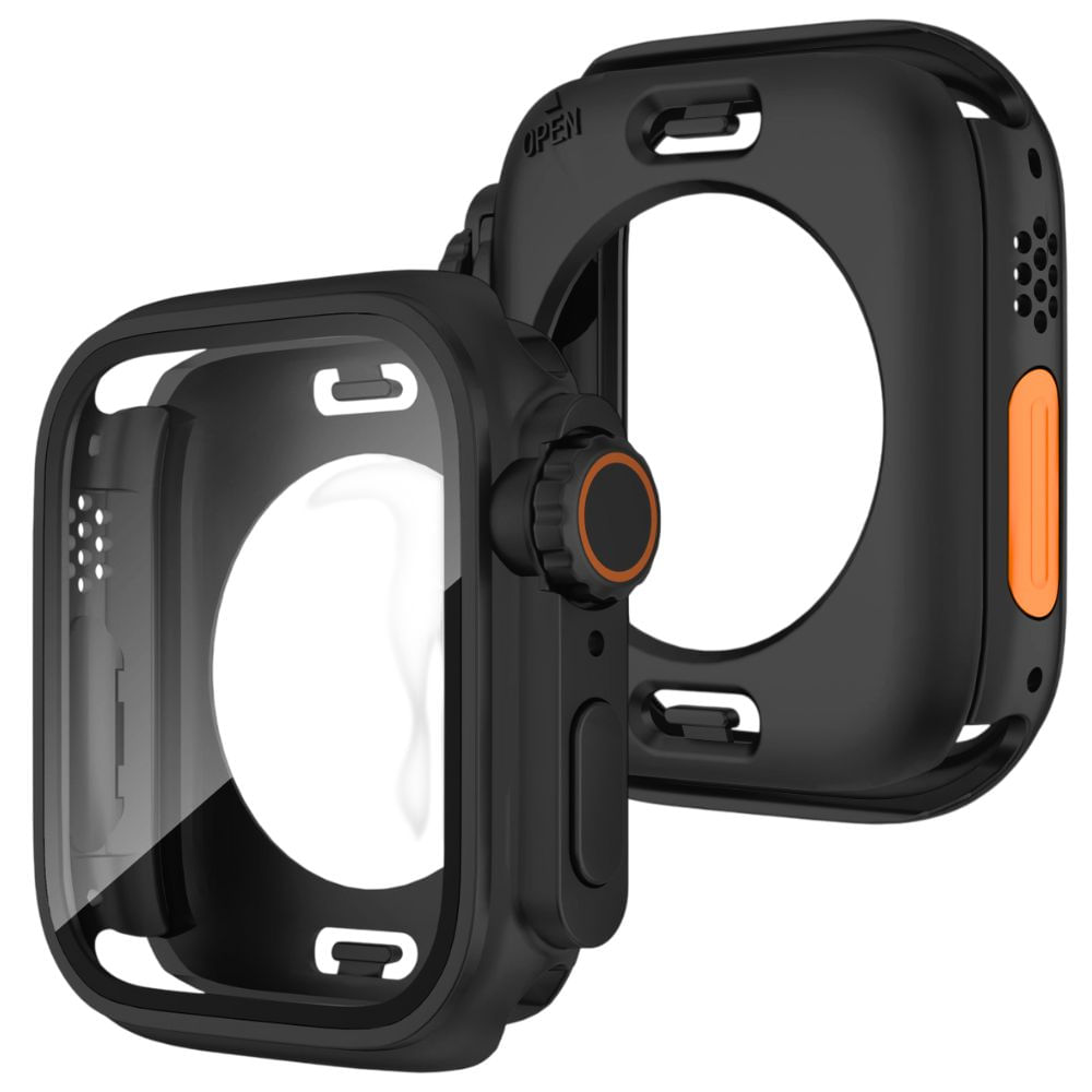 Case de policarbonato, Ultra, para Apple Watch 45mm, Series 4 al 9 y SE, negro