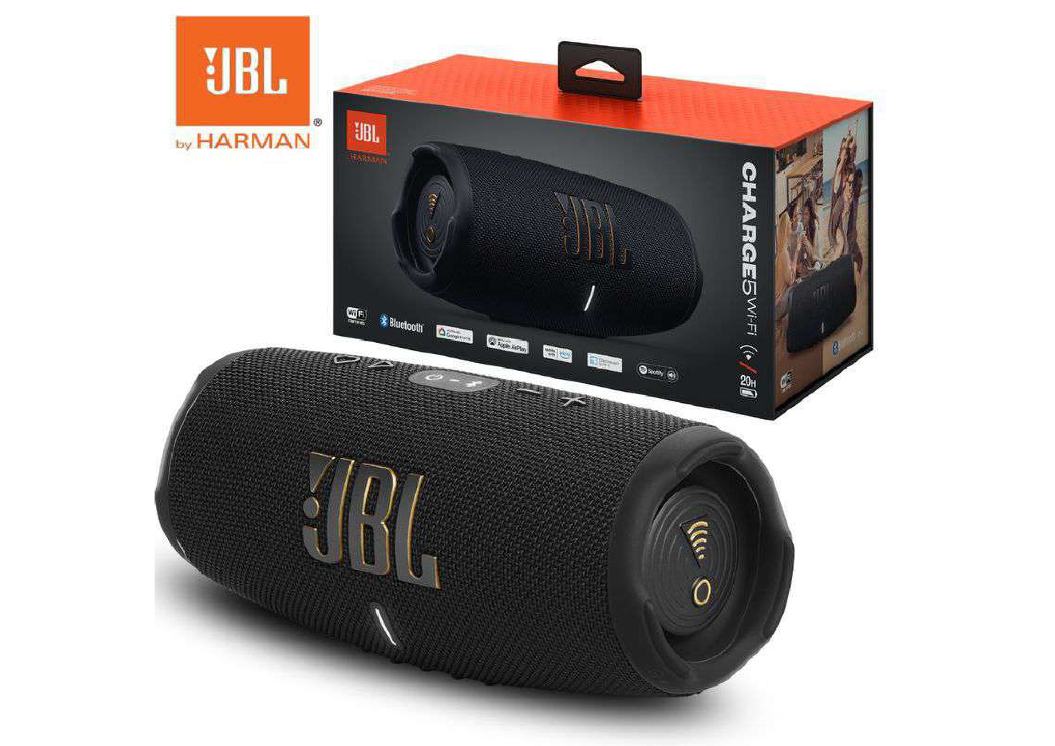 Imagen 2 del producto Parlante bluetooth JBL Charge 5, resistente al agua IP67, hasta 20 horas de reproducción, negro