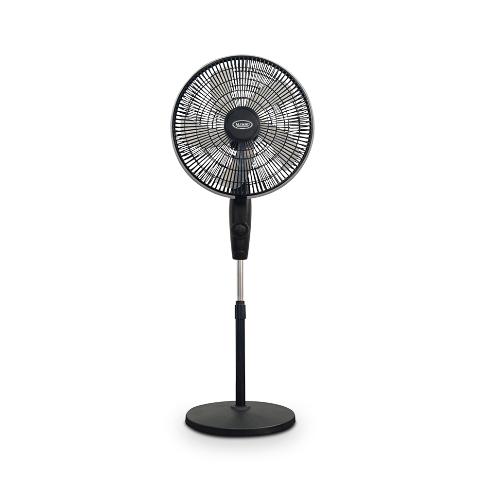 Ventilador de pie Alfano AL-16L, 16 pulgadas, doble aspa, 50W, 3 velocidades, negro