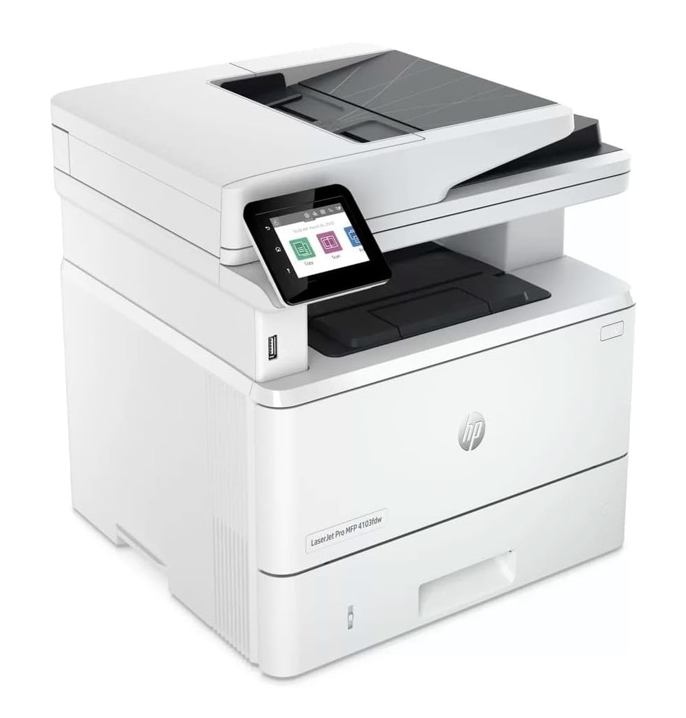 Impresora multifuncional láser HP LaserJet Pro MFP 4103fdw, inalámbrica, Wi-Fi, blanco y negro, usa cartuchos de tóner, negro